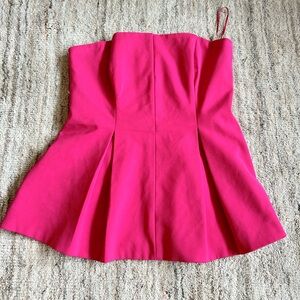 Cameo Fuchsia Pink Formal Pleated Strapless Blouse Large